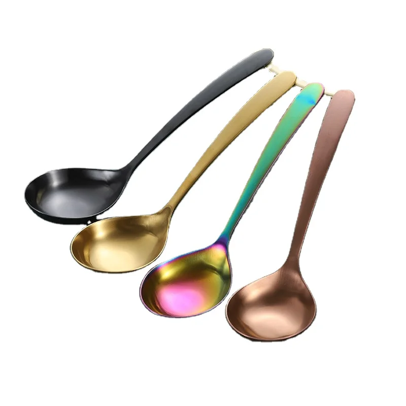 

Stainless Steel Soup Spoon Thickened Table Spoon Gold/rose Gold/black/ Dinnerware Tableware Restaurant Supplies, As photo