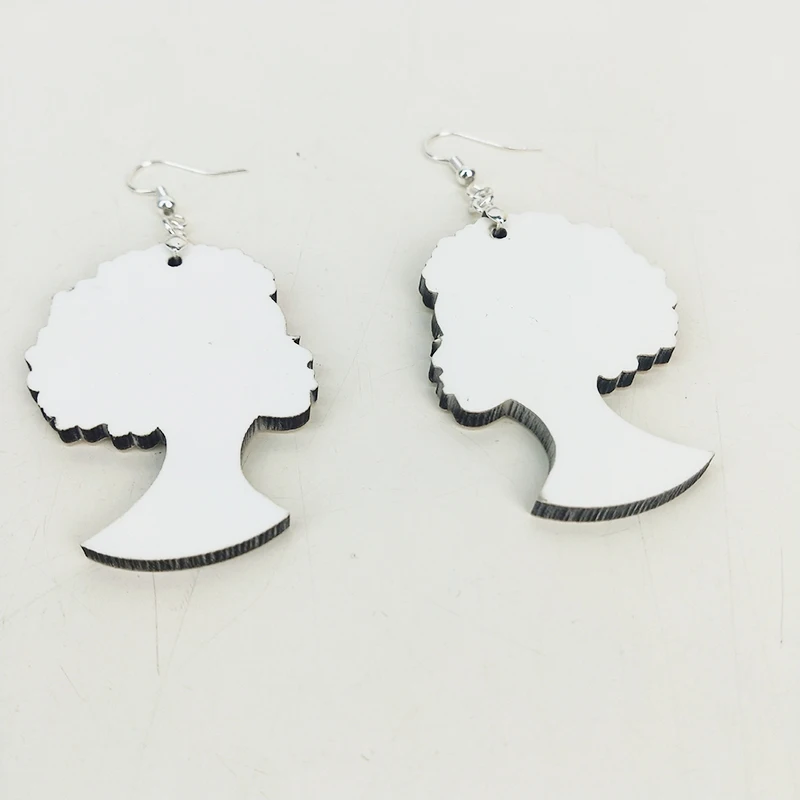 

African MDF earring sets cute custom photo sublimation wood earrings