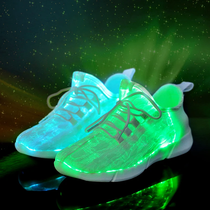 

Women Men Flashing Luminous USB Charging LED Fiber Optic Light Up Shoes For Festivals Christmas