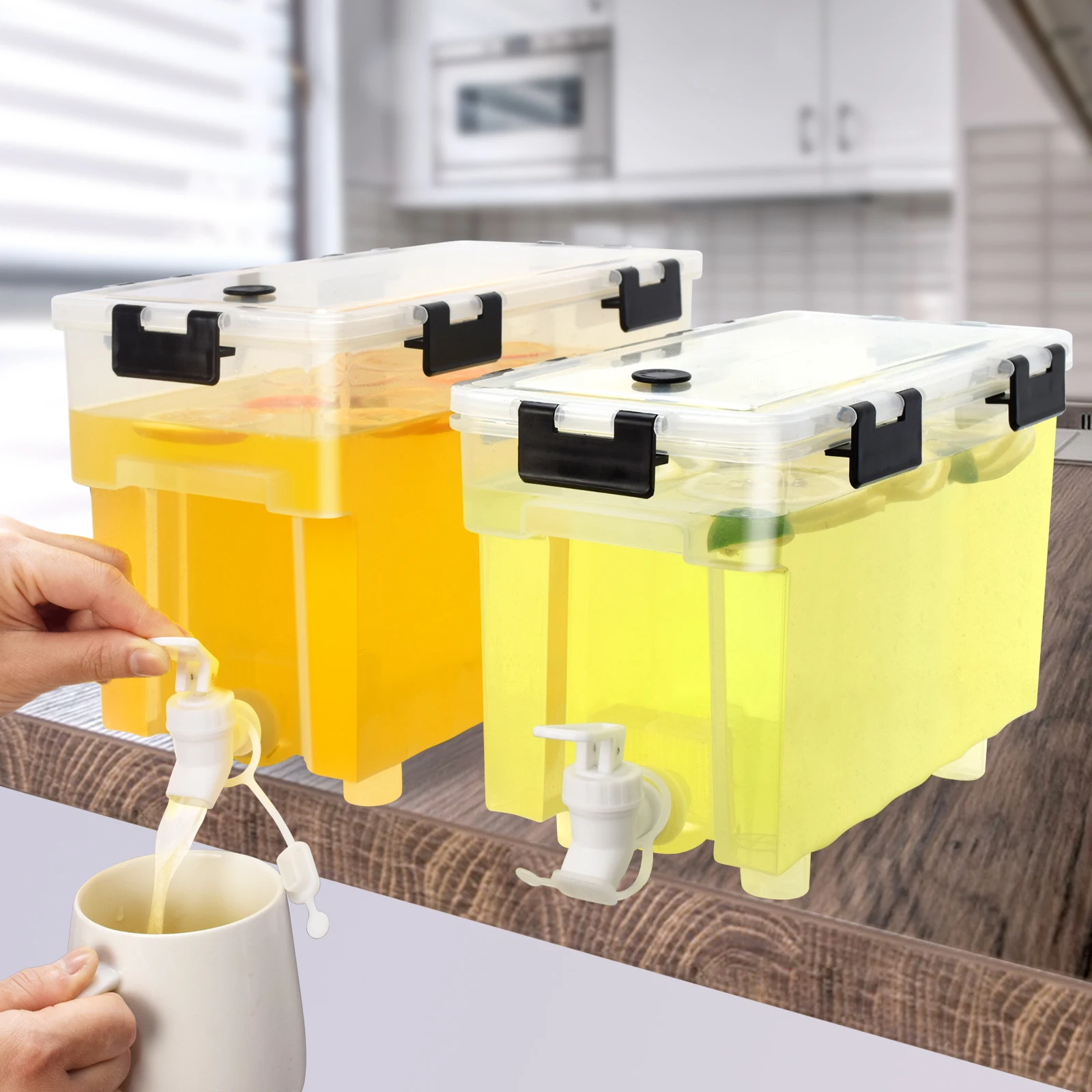 

5.7L Fridge Juice Jugs Lemonade Kettle Hot Water Drink Pot Dispenser Plastic Cold Water Kettle With Tap