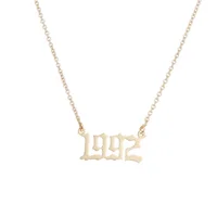 

Jiushang diy unisex fashion pure gold stainless steel layered pendant letter custom year necklace