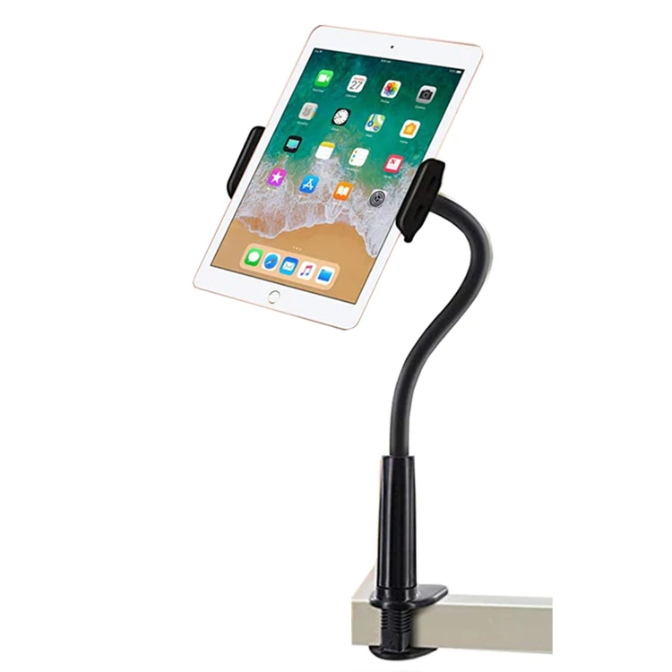 

High Quality Universal strong alloy aluminum gooseneck tablet display stand adjustable desktop smart phone tablet holder, Black/white