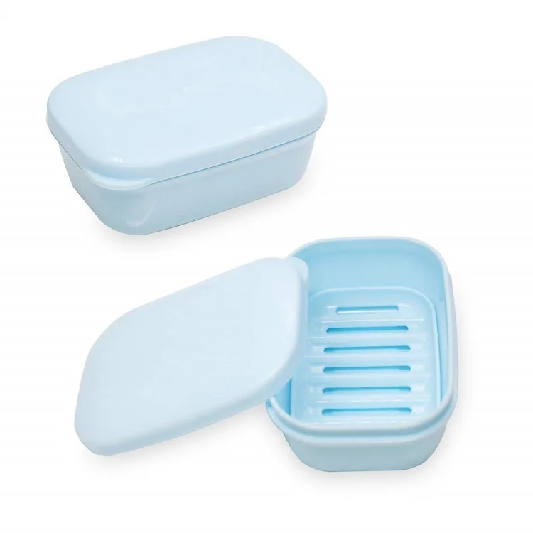 Plastic Soap Case Holder Container DishTravel  Box High Quality  Light Blue 