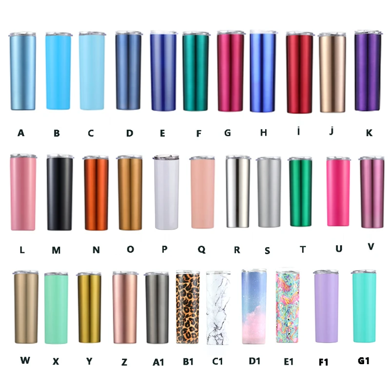 

20Oz 30Oz 12Oz 14Oz White Stainless Steel Double Wall Straight Sublimation Blanks Skinny Tumbler With Lid And Straw