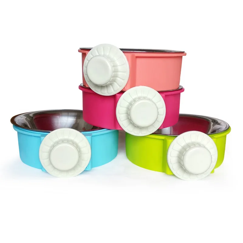 

Hanging pet bowl stainless steel liner dual-purpose drinking water feeding cat bowl feeder hanging dog bowl