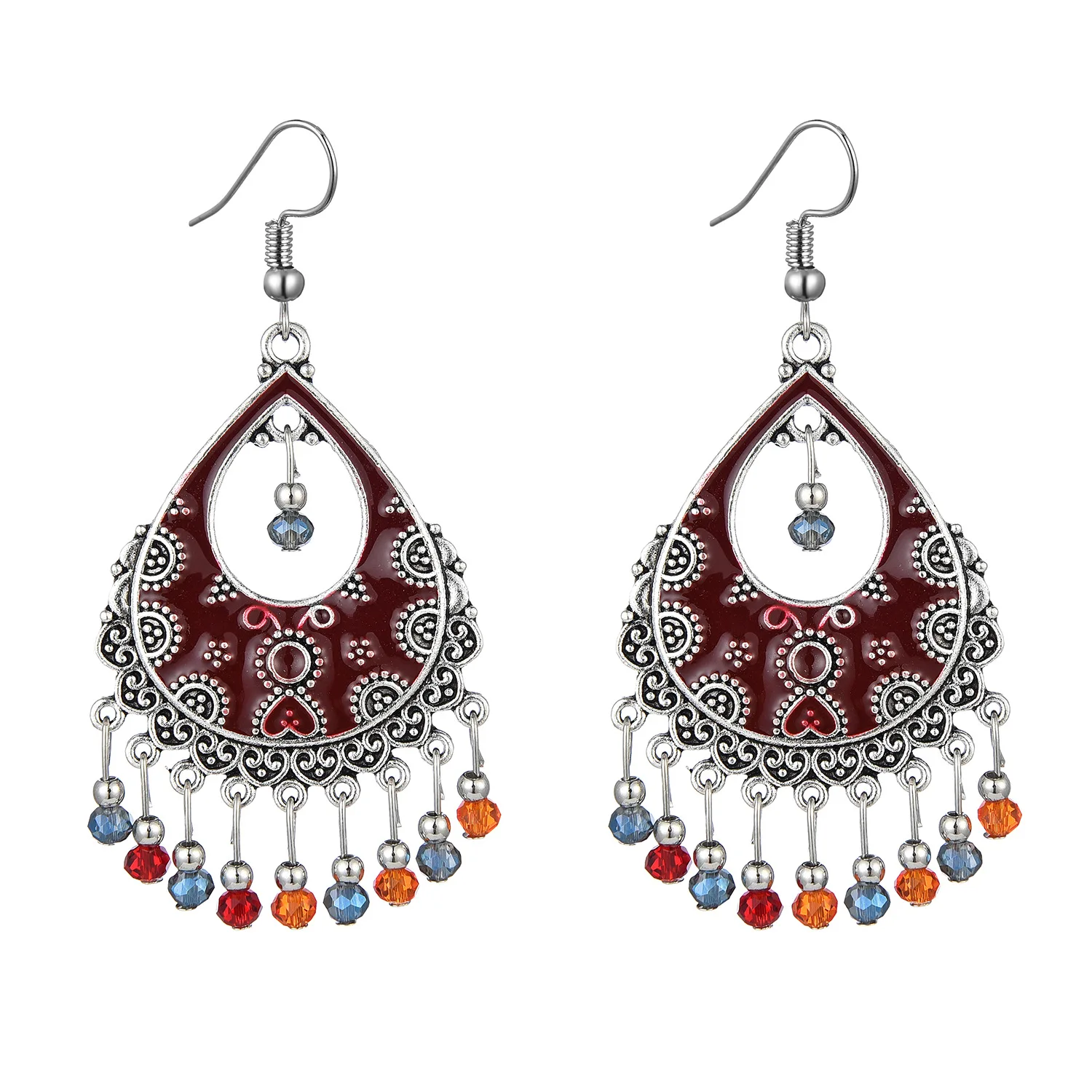 

Wholesale indian jewellery fashion short crystal teardrop alloy jhumka earrings
