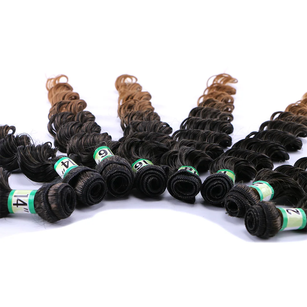 

AIFANLIDE Deep Wave 8PCS High Quality Temperature Fiber Heat Safe Synthetic Hairs Hair Bundles Weave, Ombre color
