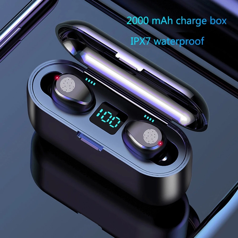 A-BST Hot selling noise cancelling sport bluetooth wireless earbuds with power bank battery display F9 F9 TWS Wireless Earphone - ANKUX.COM