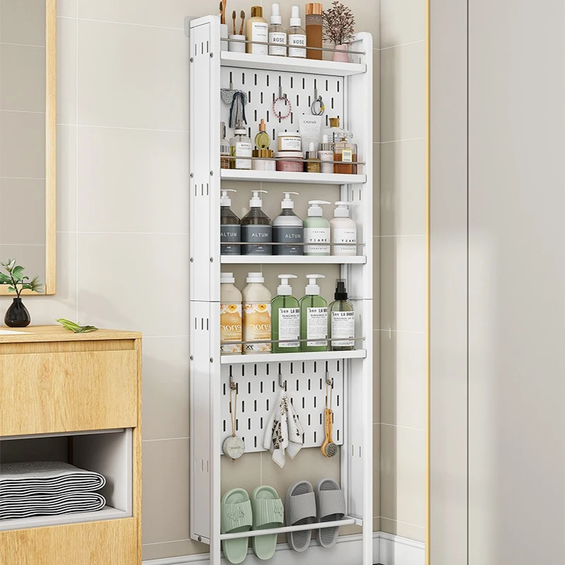 Bathroom5 Tier Punch Free Toiletries Wall Mount Rack Metal With Hook Hole Board Soap Shoe Organizer Stand Kitchen Spice Holder