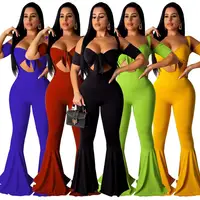 

2019 summer flare pants sexy women 2 piece jumpsuit