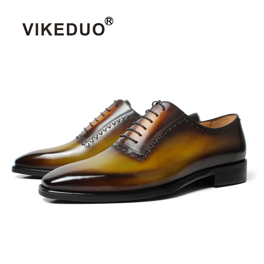 

Vikeduo Hand Made Stitching Painted Color Italian Style Footwear Brand Pure Leather Shoes For Men Formal, Brown