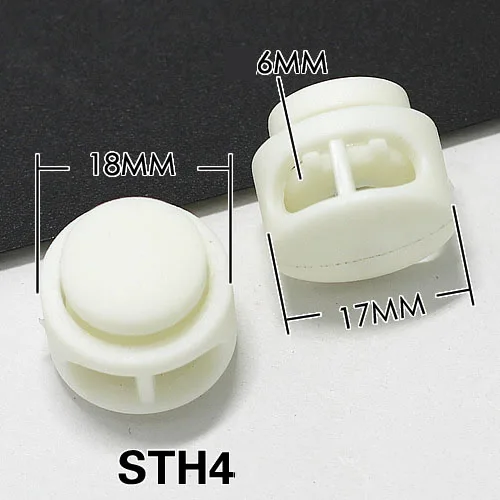 

White And Black Plastic Cord Lock Cord End Plastic String Rope Spring Stoppers Locks, Black, white