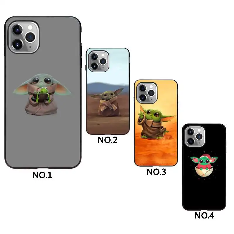 

Cartoon baby yoda silicone phone cover for iPhone 11Pro Max 11 X XS XR XS MAX 8plus 8 7plus 7 6plus 6 5 5E, Black