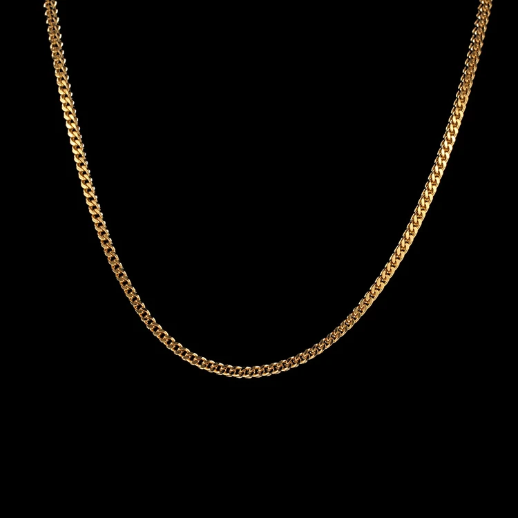

GZYS JEWELRY Hot Sale 14k Gold Plated Stainless Steel 3mm Mens Hip Hop Franco Chain Necklace