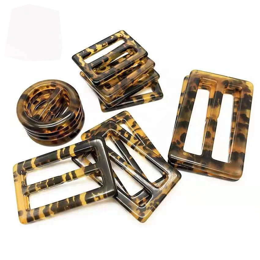 

Factory direct wholesale High quality Horn buckle Leopard design rectangle Resin buckle for coat decoration