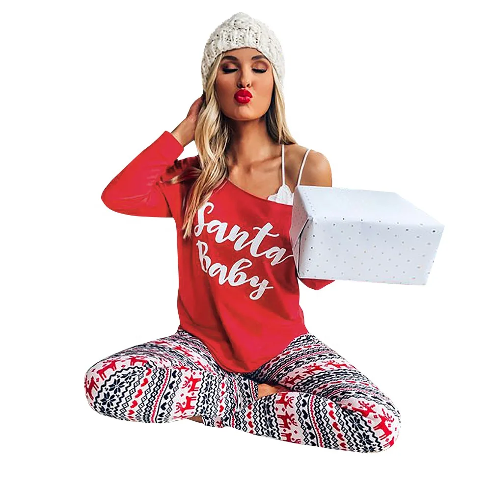 

Women Winter Christmas Clothing Casual Home Wear Long Sleeve Clothes Set