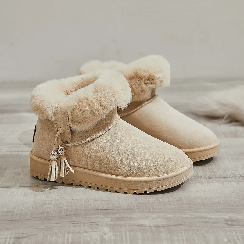 

Wholesale 2021 Winter New Design Plush Warm Outdoor Ankle Anti-slip Snow Boots Women