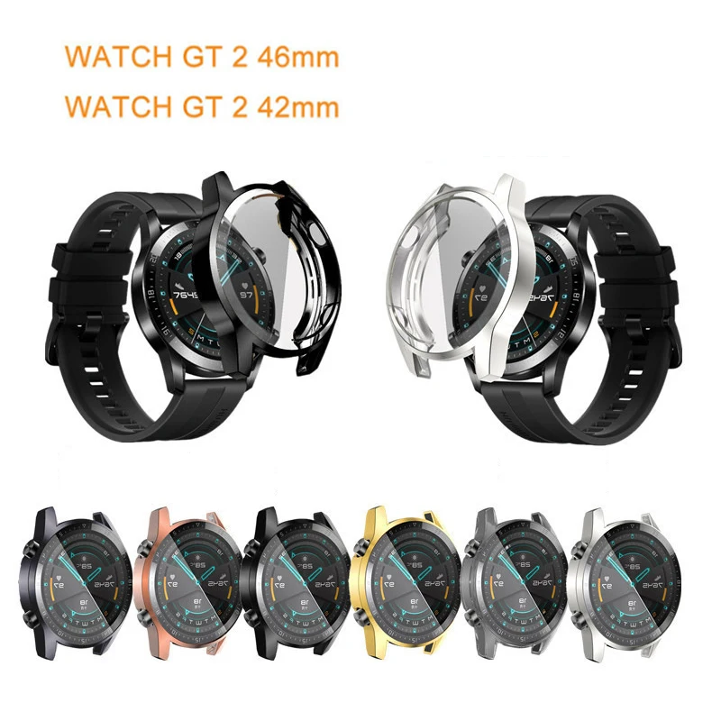 

BOORUI electroplate TPU material watch case for huawei gt 2 smart watch case shockproof protective cover 42mm 46mm, 6 colors to choose from