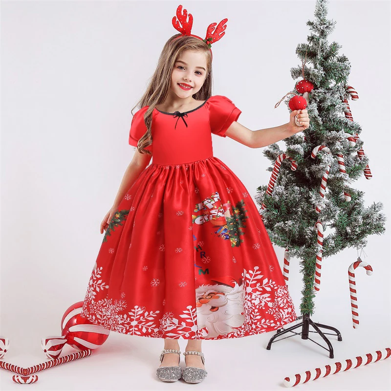 

MQATZ Boutique Clothes Wholesale Christmas Girls Dress Kids Clothing Children Clothes 5-14Y SD058, Red