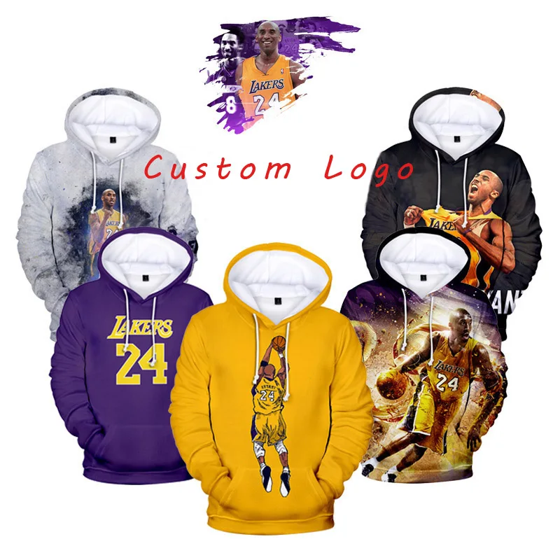 

2020 Factory Custom Logo Sublimation 3D Pullover Mamba Kobe Bryant Men Kids Casual Hoodie, Customized color