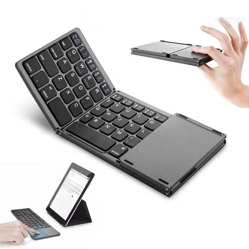 

Foldable Wireless Keyboard Rechargeable Portable Mini Wireless Keyboard With Touchpad Mouse For IOS Android Windows PC Tablet