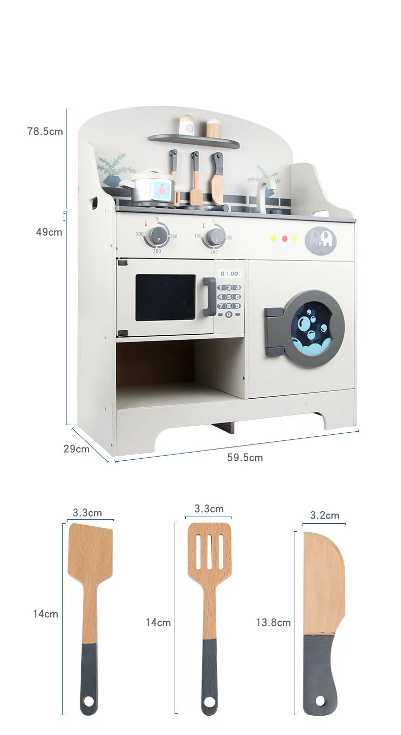 2019 Wooden Kids Kitchen Play Set Toy Child Pretend Playing Educational