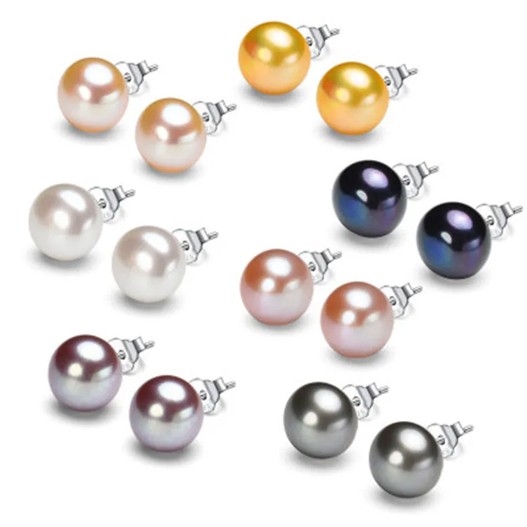 

Wholesale 5-10 mm AAA Grade Freshwater Cultured Pearl Stud Earrings for Women 925 Sterling Silver Jewelry