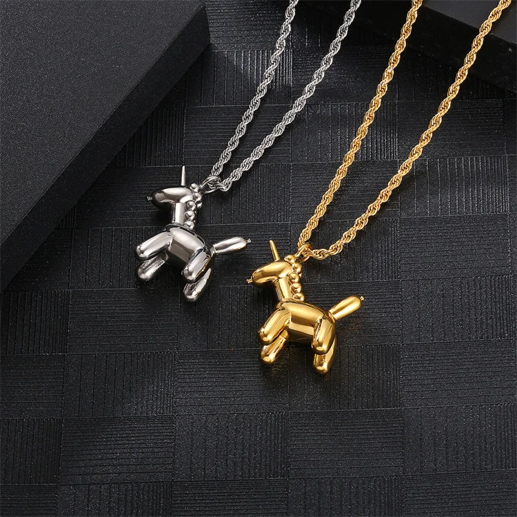 

hot selling popular stainless steel unicorn charm gold plated horse pendant necklace