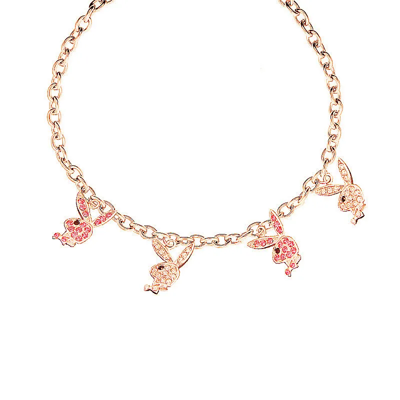 

Cute Candy Quality Zircon Bunny Choker Necklace Rabbit Charm Necklaces Halloween Day Gift Jewelry