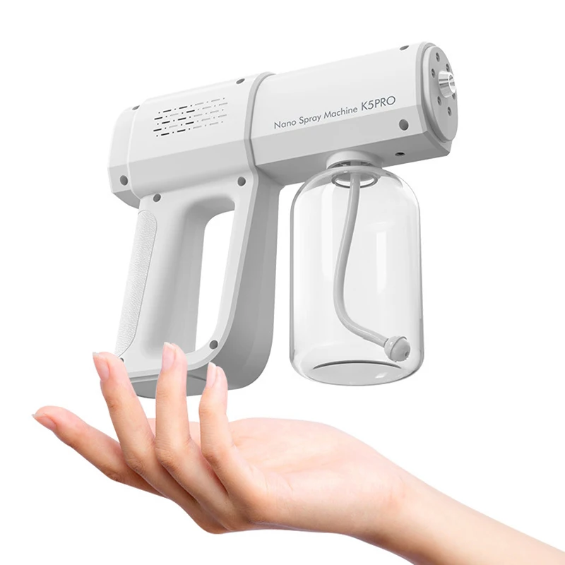 

2021 Hot Sale New Design Portable Sprayer Automatic Alcohol Disinfection Blue Ray Nano Spray Gun, Black white