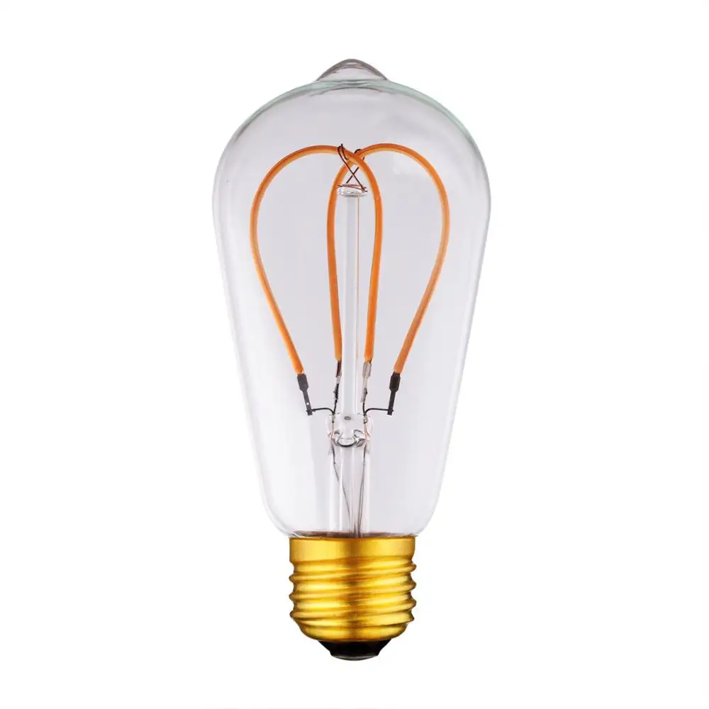 LED 12v edison led bulb ST64  flexible spiral  filament led bulb amber led bulb