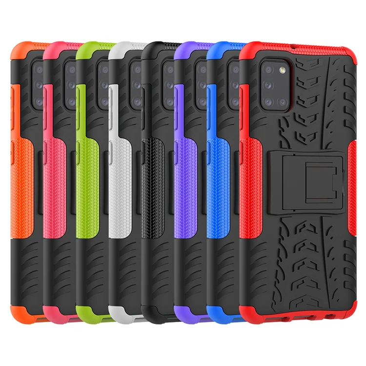 

For Samsung Galaxy A31 back cover Kickstand Shockproof Protective Universal Cell phone case, Black,blue,white,green,purple,pink,orange,red