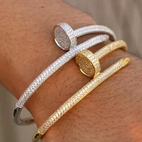 

Mister Jewelry Fashion Style Hip Hop Men Sterling Silver Custom Iced Out Nail Bracelets Nail Bangle