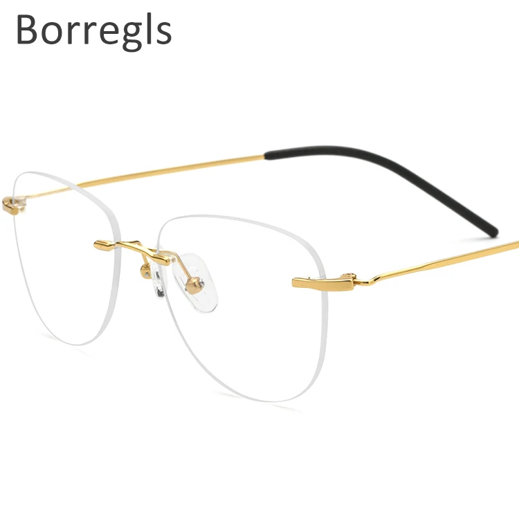 

Borregls B Titanium Rimless Glasses Frame Women Prescription Eyeglasses Myopia Optical Men Vintage Oval Eyewear 1855