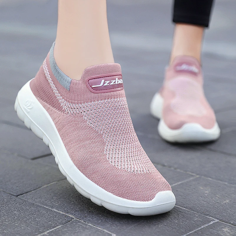 

gy01 Thick Bottom Anti-Slip Fashion White Lady 2021 Women Flat Walking Shoes Women'S Casual Sock Shoes