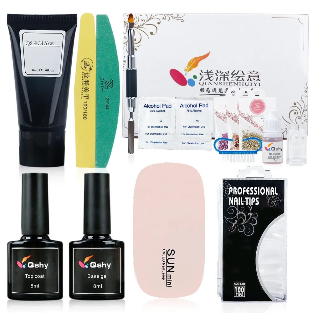 

professional nail extension one set grey pink 15ml tools poly gel kit, 5 colors