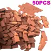 50Pcs 1:16 Scale Mini Red Bricks Model Antique Micro Landscape Decorative Bricks for DIY Sand Table Building