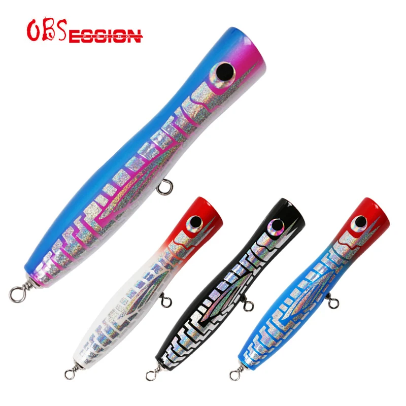 

WD116 Wooden Popper Lure Handmade Hard Trolling Fishing Baits Wood Lure Popping Bait Top Water Lure, 4 colors