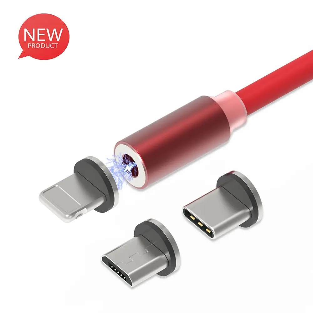 

3 Packs Power Charging Led Light Magnetic Charing Cable for Iproducts Android and Type C Devices, Red/white/black