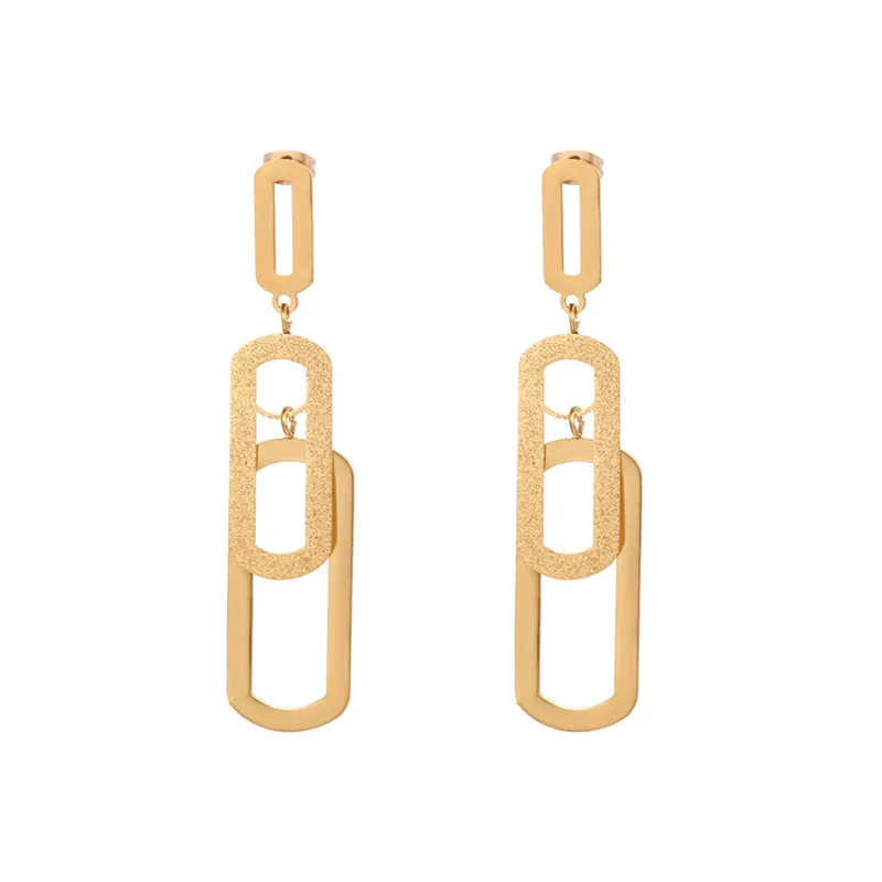 

Statement Stainless Steel Rectangle Link Chain Dangle Earrings New Design Women Earrings Long Square Chain Link Earrings
