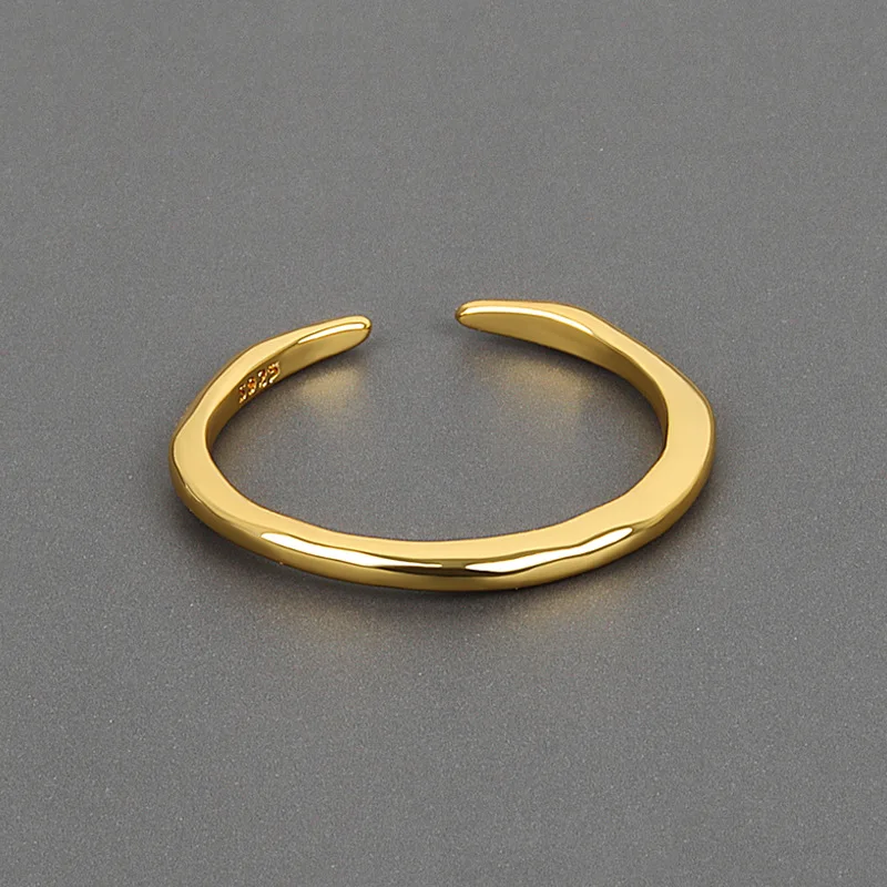 

Smooth Fine Tube Wave Ring Jewelry Temperament Gold Silver Irregular Bump Adjustable Rings For Women