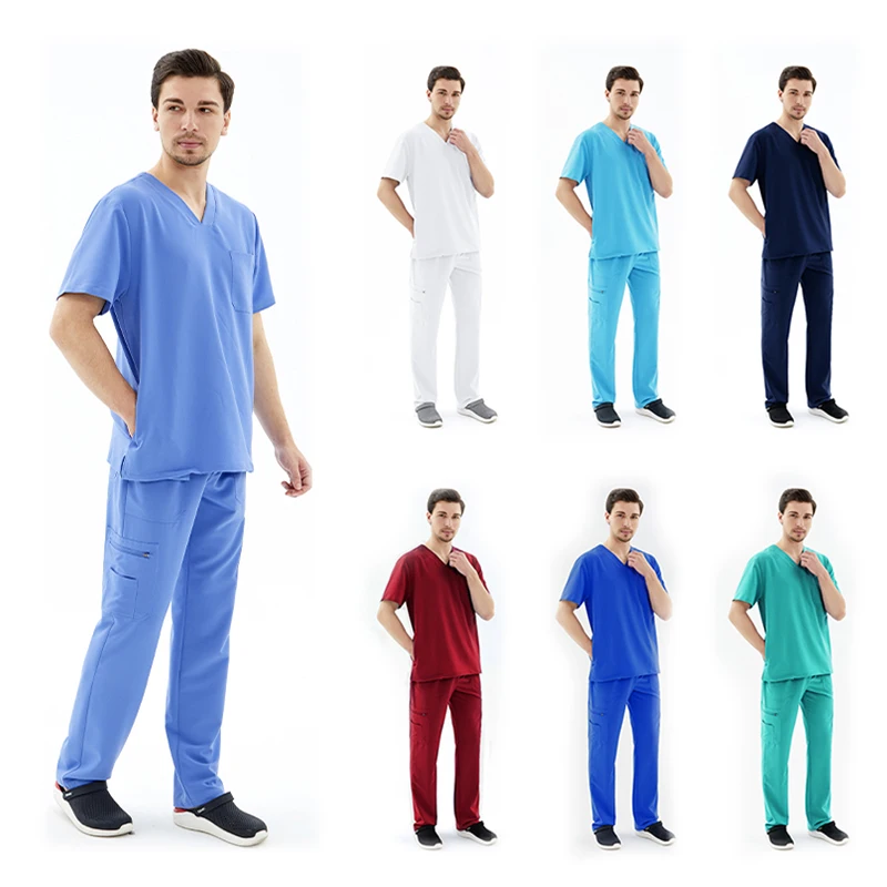 

Oem Reusable Fashionable Spandex Hospital Uniform Medico Stretchy Anti-bacterial Scrub Uniforms, Customized color