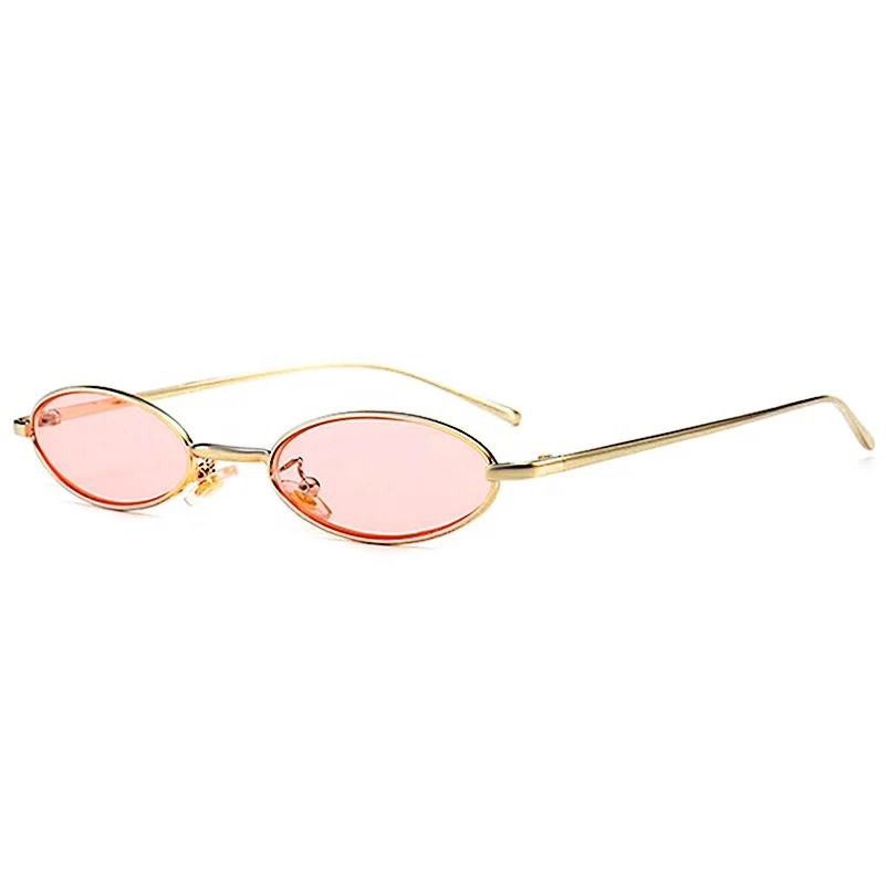 

Super Thin Metal Oval Frame Sunglasses Red Ocean Piece Private Designer Sunglasses, Multi-colored