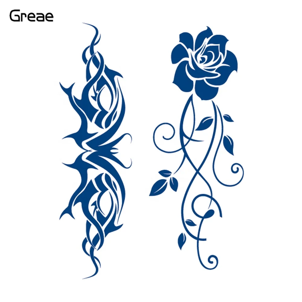 

Gardenia Blue Cool Tattoo Last 15 days Semi-Permanent Temporary Juice Tattoo Stickers For Hands Fingers, Matte blue