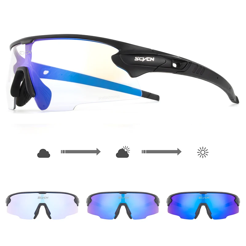 

Red Or Blue Photochromic Cycling Glasses Outdoor Cycling Eyewear Mtb Bike Cycling Goggles Women Men Sport UV400 1Lens Glasses