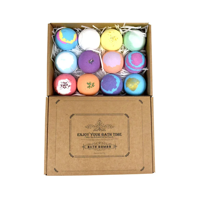 

12 Pack Bath Salt Sets Mixed Color Dried Flower Essential Oil Aromatherapy Bath Bomb Gift Set, Singer colors,colorful,customized