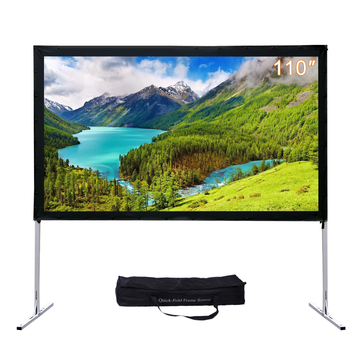 

Wholesale 110 inch Projector Screen HD Format Front Rear Projection Screens Fast Fold With Aluminum Stand for Home Theater