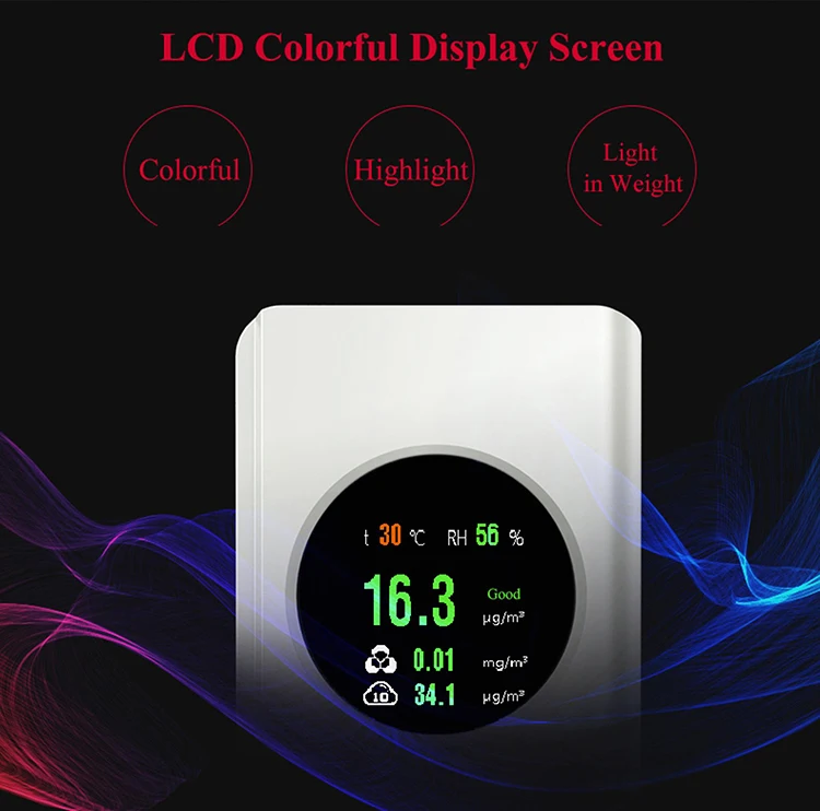Home Desktop Indoor Air Quality Monitor CO2 Temperature Humidity Meter