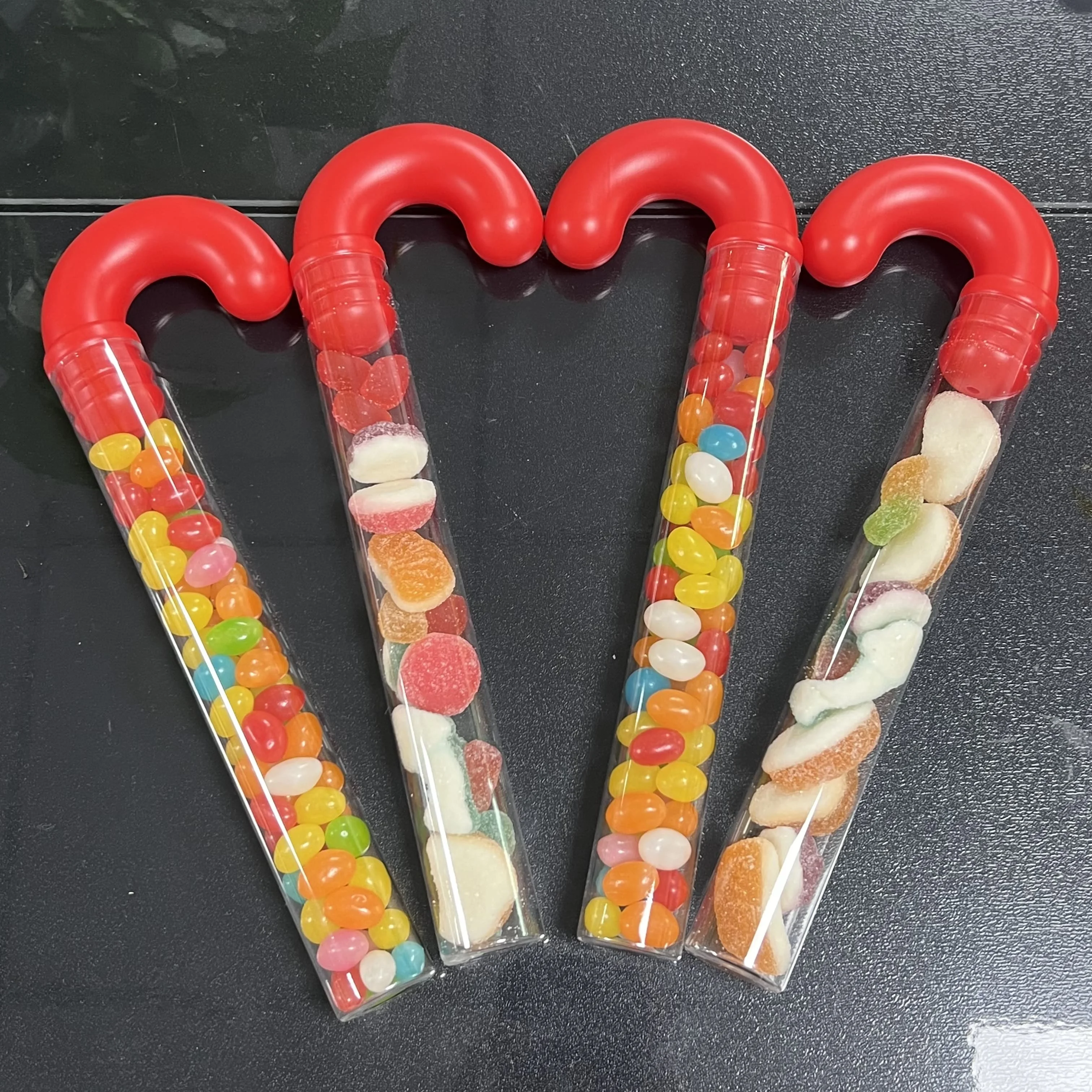 In Stock Fast Delivery 200ml 350ml Fillable Empty Clear Plastic Candy Cane Tube