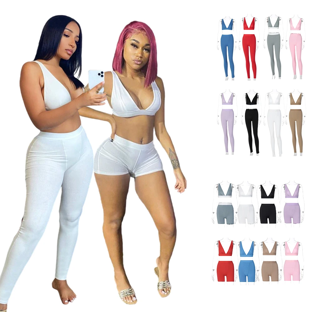 

2022 Summer Custom Solid Women Gym Fitness 2 Piece Shorts Set Sport Leggings And Wireless Bra Yoga Two Piece Short Pants Set